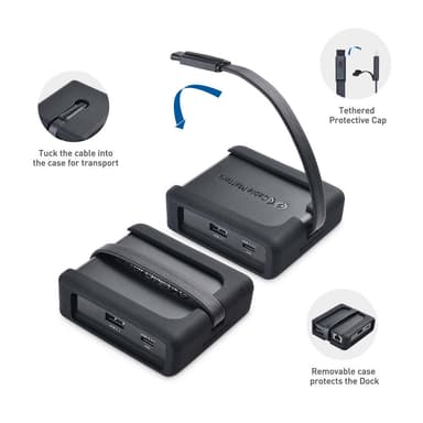 Cable Matters 1 til 8 USB-C dockingstasjon HDMI 4K30Hz PD80W 2xUSB-C 5Gbps RJ45 Giga Lan Micro SD og SD kortlesere