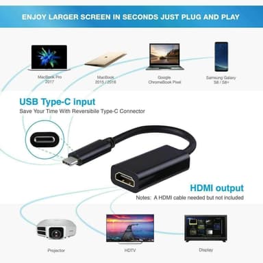 NÖRDIC USB C til HDMI adapter 4k i 30Hz 10cm svart