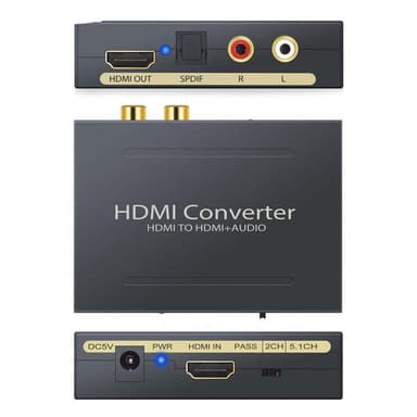 NÖRDIC HDMI Audio Extractor 1XHDMI inngang til 1xHDMI 4K i 30 Hz, 1XTOSLINK og 2XRCA-utgang