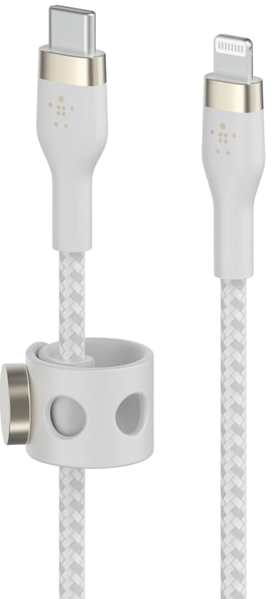 Belkin BoostCharge Pro Flex USB-C til Lightning-kabel (hvit)
