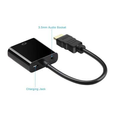 HDMI til VGA-adapter med 3,5 mm lydkontakt