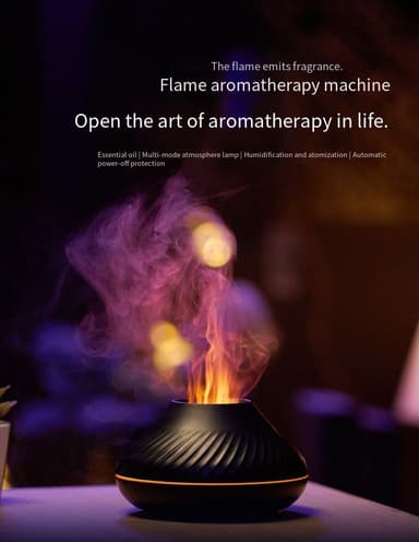 Flame Air Aroma Diffuser Luftfukter Sort