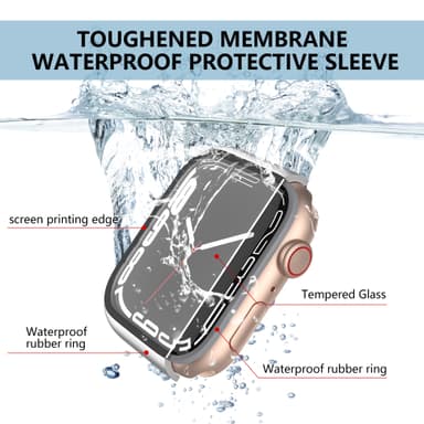 Vanntett etui bygget i herdet glass Sølv 41 mm Apple Watch 7