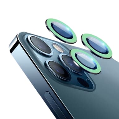 Lysende telefonkameralinsebeskytter Grønn iPhone14 