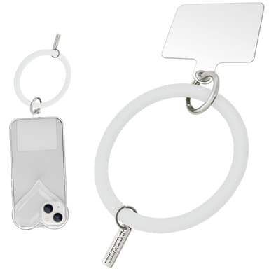 Mobilringholder med nøkkelring Hvit