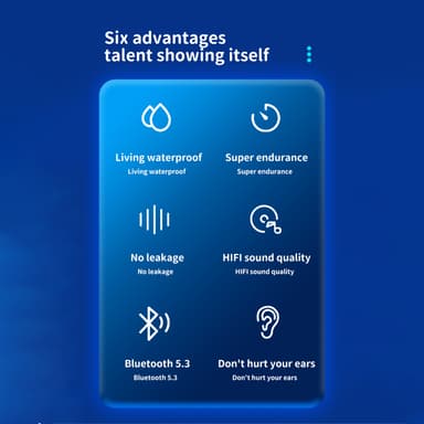 Trådløse hodetelefoner Bluetooth 5.3 ENC støyreduksjon IPX7 Sort
