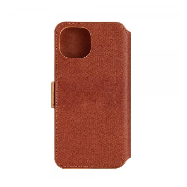 Krusell iPhone 14 Etui Leather PhoneWallet Cognac
