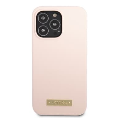 Guess iPhone 13 Pro Deksel Silicone Metal Plate MagSafe Rosa