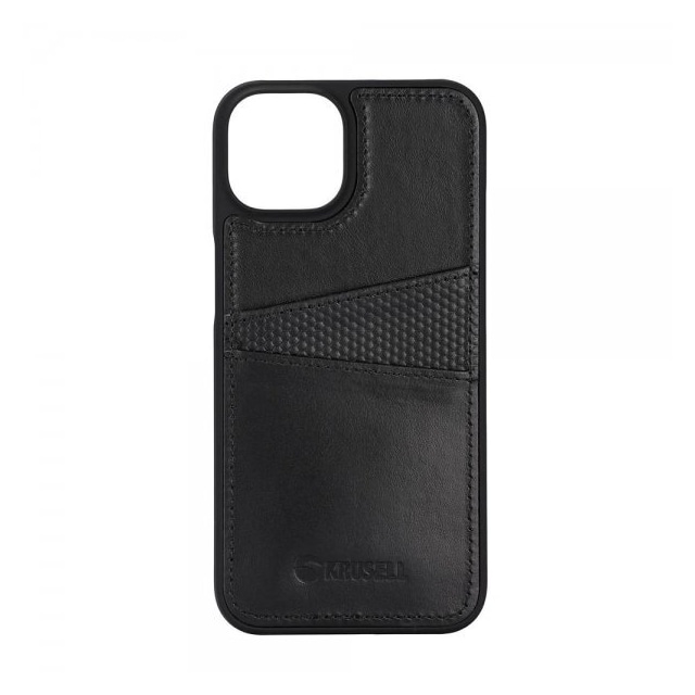 Krusell iPhone 14 Plus Deksel Leather CardCover Svart