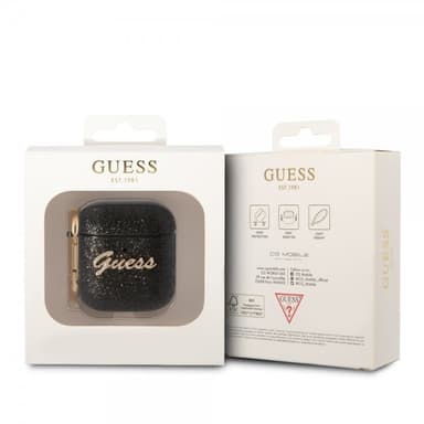 Guess AirPods 1/2 Deksel Glitter Flakes Svart