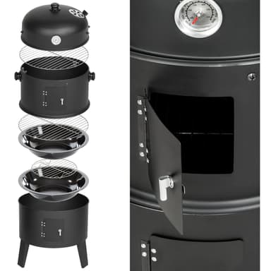 3 i 1 BBQ røykovn - svart