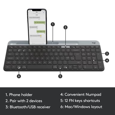 Logitech K580 slankt multienhets trådløst tastatur