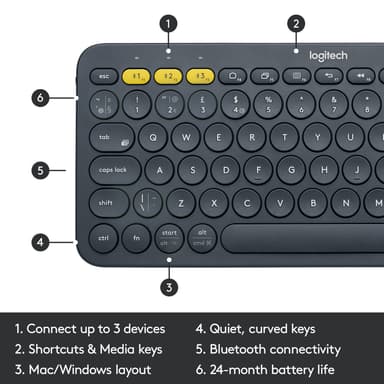 Logitech K380 Bluetooth-tastatur (grå)