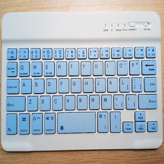 Trådløst Bluetooth-tastatur Firkantet nøkkelhette Blå 7 inch