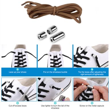 Elastic No Tie Shoelisser 2 Par brun
