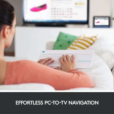 Logitech K400 Plus trådløst HTPC-tastatur for TV-er (hvit)