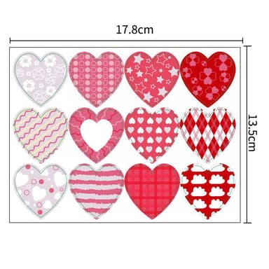 Hjerte Valentinsdag-klistremerker 4 ark rød