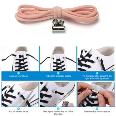 INF Elastic No Tie Shoelisser 2 Par Rosa