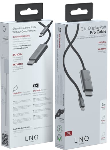 LinQ 8K Pro USB-C til DisplayPort kabel (2m)