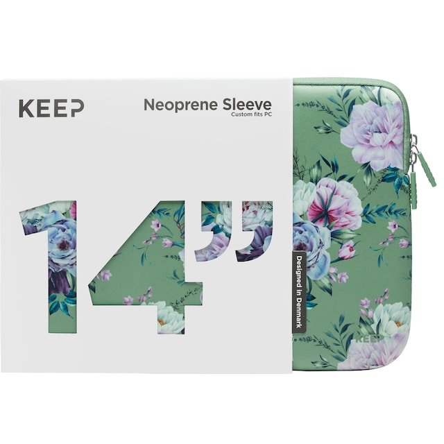 KEEP 14" PC neoprenfodral (Jade Summer Flower)