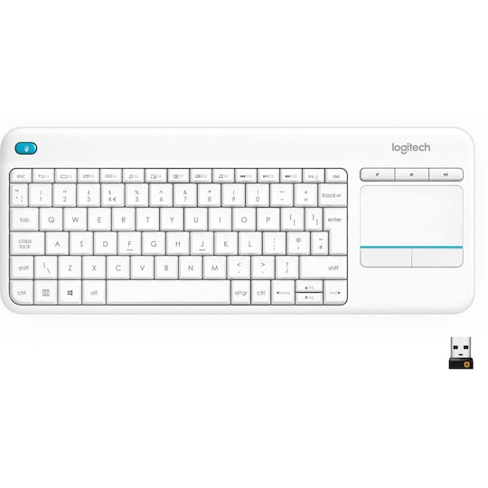 Logitech K400 Plus trådløst HTPC-tastatur for TV-er (hvit)