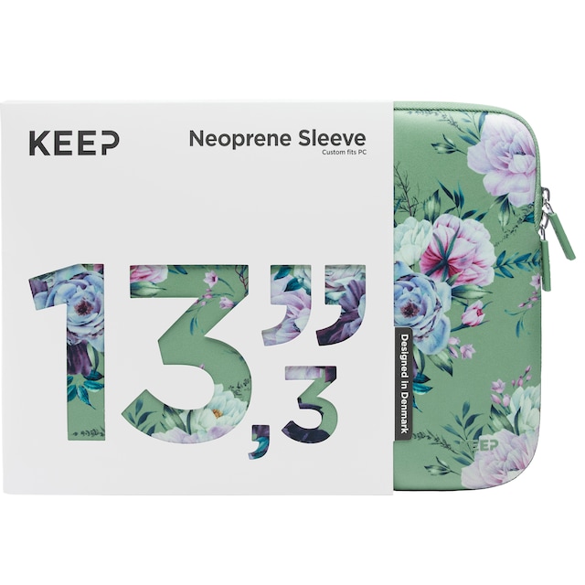 KEEP 13.3" PC neoprenfodral (Jade Summer Flower)