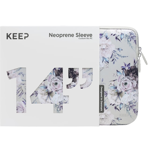 KEEP 14" PC neoprenfodral (Silver Summer Flower)