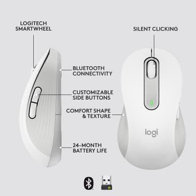 Logitech Signature M650 Left Large Wireless Mouse (hvit)