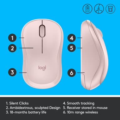 Logitech M220 Silent trådløs mus (rose)