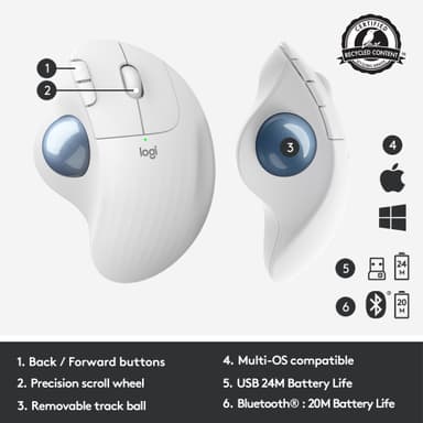Logitech Ergo M575 mus (hvit)