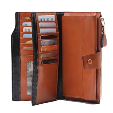 Premium skinnlommebok RFID brun