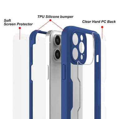 INF Telefonveske med skjermbeskytter Blå iPhone12Pro