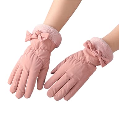 Bow Knot vanntette vinterhansker berøringsskjerm Rosa