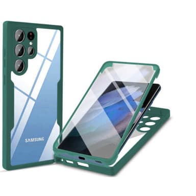 Telefonveske med skjermbeskytter Grønn Samsung S22 ultra