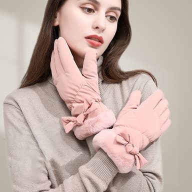 Bow Knot vanntette vinterhansker berøringsskjerm Rosa