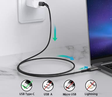 INF USB-C til USB-C-kabel 5A/20V PD 100W Sort 2 m