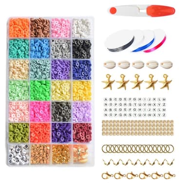 Smykkesett med lås, ringer, wire, leireperler i 24 farger Flerfarget