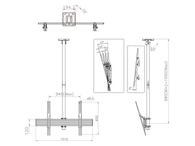 Multibrackets 5778 digitalskiltmontering 190,5 cm (75") Sort