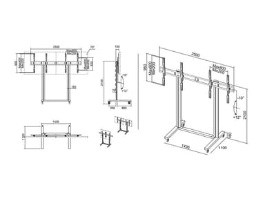Multibrackets 3019 digitalskiltmontering 195,6 cm (77") Sort