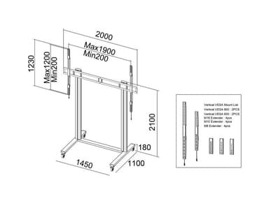 Multibrackets 3439 digitalskiltmontering 2,79 m (110") Sort