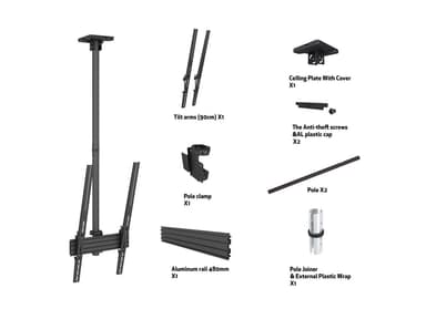 Multibrackets 6904 digitalskiltmontering 190,5 cm (75") Sort