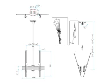 Multibrackets 6256 digitalskiltmontering 190,5 cm (75") Sort