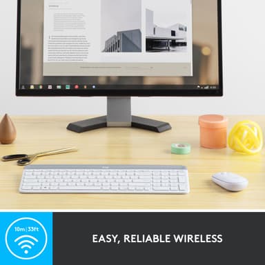 Logitech MK470 Slim Combo datamus og tastatur (hvit)