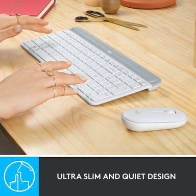 Logitech MK470 Slim Combo datamus og tastatur (hvit)