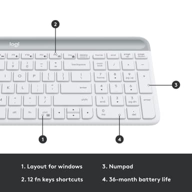 Logitech MK470 Slim Combo datamus og tastatur (hvit)