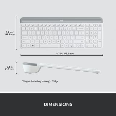 Logitech MK470 Slim Combo datamus og tastatur (hvit)