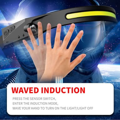 Oppladbar COB LED-hodelykt 2-pak Sort