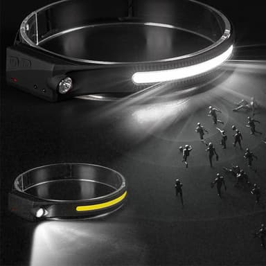 Oppladbar COB LED-hodelykt 2-pak Sort