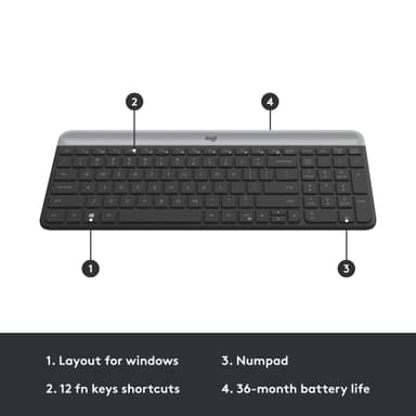 Logitech MK470 Slim Combo datamus og tastatur (grafitt)