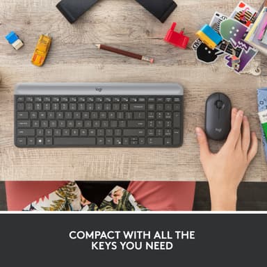 Logitech MK470 Slim Combo datamus og tastatur (grafitt)
